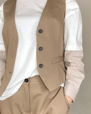 Vicolo – Slim Fit gefütterte Weste – SCHLAMM