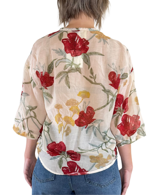 CADì - Camicia Margarita misto seta - ROSSO