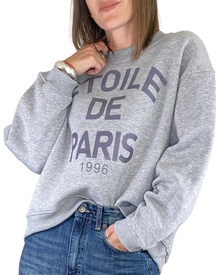 vicolo - felpa stondata "etoile de paris" - grigio