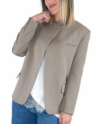 Vicolo - Blazer coreana gessato - TORTORA