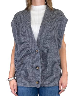 vicolo - gilet ampio punto inglese - antracite