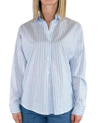 Habiti - Camicia bastoncino filo lurex - AZZURRO