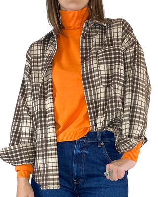 Susy Mix - Camicia scozzese flanella - MORO