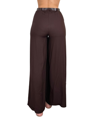 Habiti - Pantalone in fiocco di viscosa - MORO