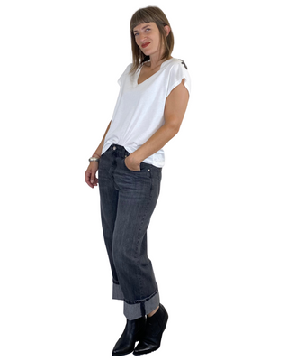 susy mix - jeans c/risvolto - nero