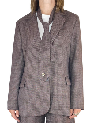 Motel - Blazer check con cravatta e spilla - BORDEAUX