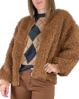 vicolo - bomber teddy - tabacco