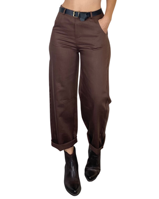 Vicolo - Pantalone a banana in lyocel - CIOCCOLATO