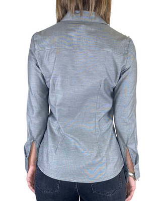 Susy Mix - Camicia slim cabochon - GRIGIO