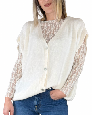 CADì - Gilet over misto alpaca - PANNA