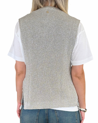 Souvenir - Gilet lurex fiocchi laterali - NATURALE