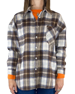 Vicolo - Camicia quadri flanella - MORO