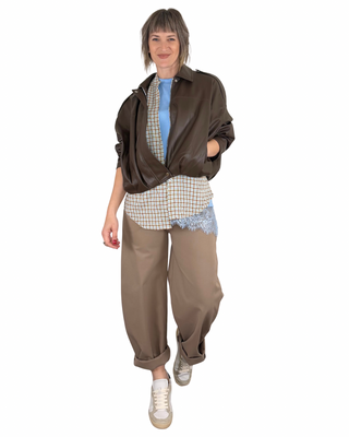 Habiti - Pantalone barrel Marta - FANGO