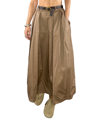Habiti - Gonna lunga con tasche ed elastico - TABACCO