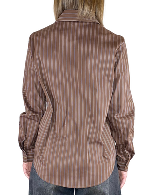 Susy Mix - Camicia rigata spilla - MORO