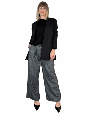 Vicolo - Pantalone ampio spinato - NERO