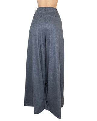 Haveone - Pantalone palazzo gessato - GRIGIO