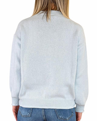 Vicolo - Maglia cotone bordi rotolino - CELESTE