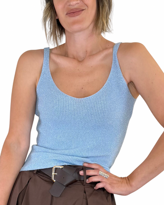 Habiti - Top con filo lurex - CELESTE