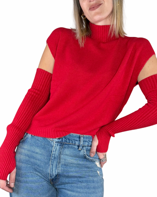 Susy Mix - Maglia lupetto con manicotti - ROSSO