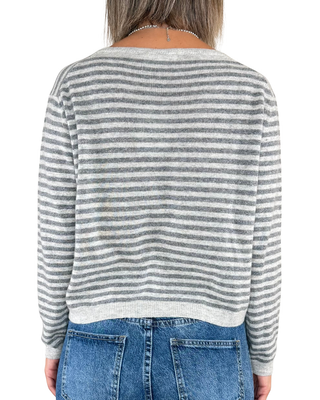 Habiti - Pull girocollo a righe - GRIGIO
