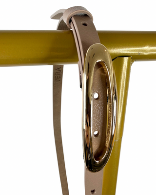 Habiti - Cinturina ovale pelle martellata - FANGO