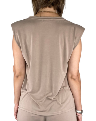 Habiti - T-shirt spalline imbottite - FANGO