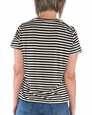 Habiti - Regular T-Shirt mit Streifen aus Viskose - SCHWARZ