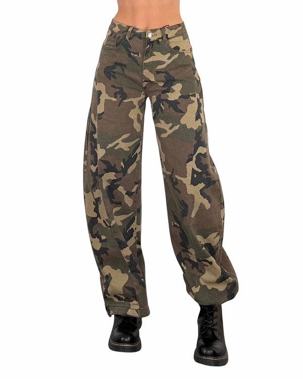 Habiti - Pantalone barrel camouflage con coulisse - CAMOUFLAGE