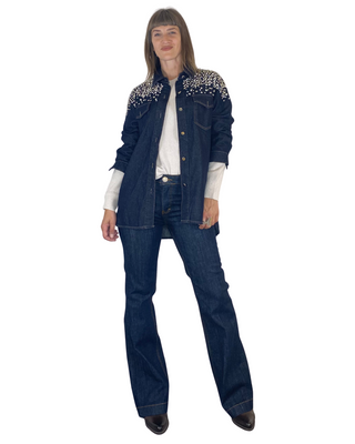 susy mix - camicia denim c/strass - jeans scuro