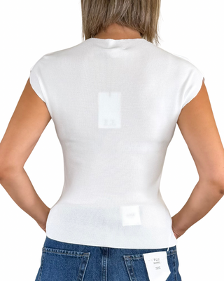 Habiti - T-shirt in filo spalla larga - BIANCO