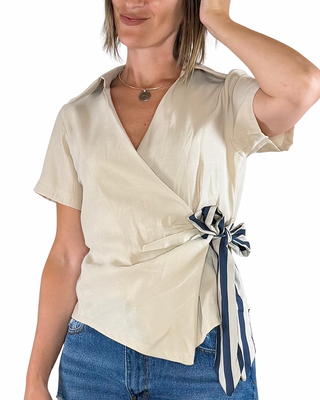 CADì - Camicia incrociata in modal - BEIGE