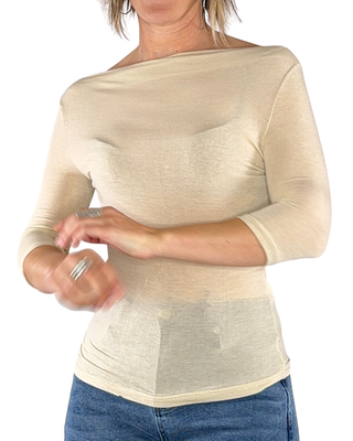 Habiti - T-shirt manica 3/4 misto seta - VANIGLIA