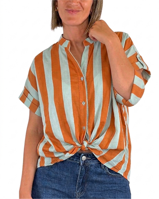 Habiti - Camicia righe in tencel - ARANCIO