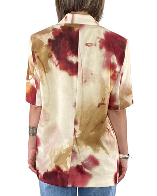 Vicolo - Blazer over mezza manica effetto lino - BURRO