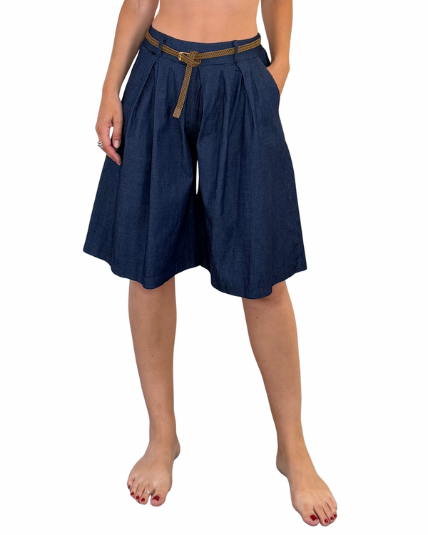 Habiti - Bermuda in chambray - BLU