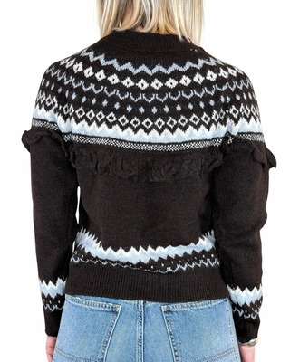 Susy Mix - Pull jacquard con frangia - MORO