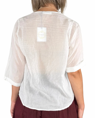 Habiti - Blusa rouges in mussola - BIANCO