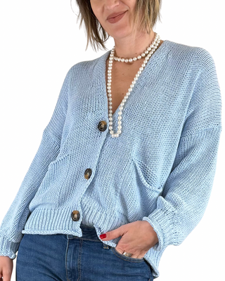 Vicolo - Cardigan in fettuccia - CELESTE