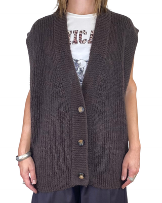 vicolo - gilet ampio punto inglese - moro