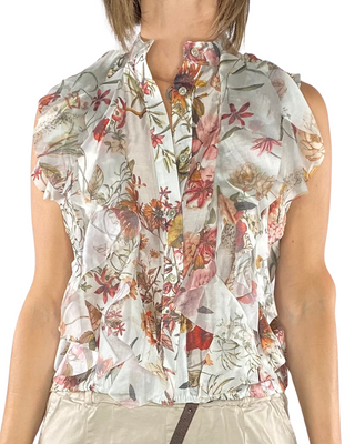 Habiti - Camicia smanicata in fantasia - GHIACCIO