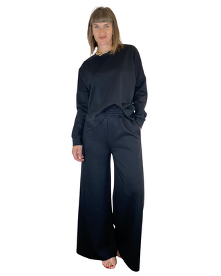 Habiti - Pantalone palazzo scuba - NERO