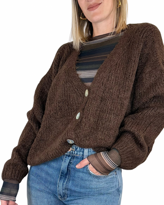 Habiti - Cardigan a scatola - CIOCCOLATO