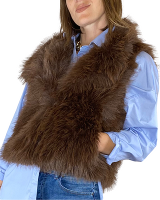 Habiti - Gilet corto eco pelliccia - MORO