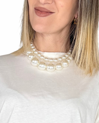 Habiti - Girocollo doppio in degradé - BIANCO