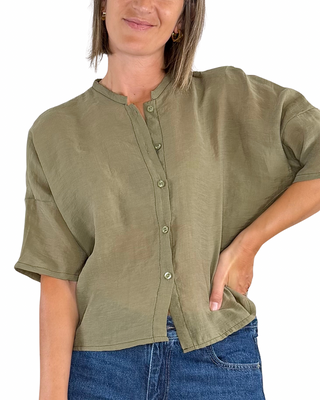 Habiti - Camicia scatola in lyocell - VERDE MILITARE