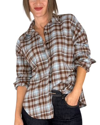 Habiti - Camicia check flanella - CELESTE
