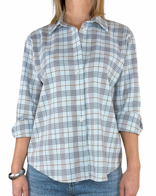 Jeans work con strass + Camicia quadri celeste