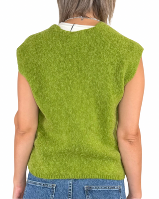 Habiti - Gilet misto baby alpaca - VERDE OLIVA