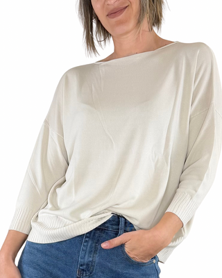 Habiti - Pull boxy en viscose - BEIGE